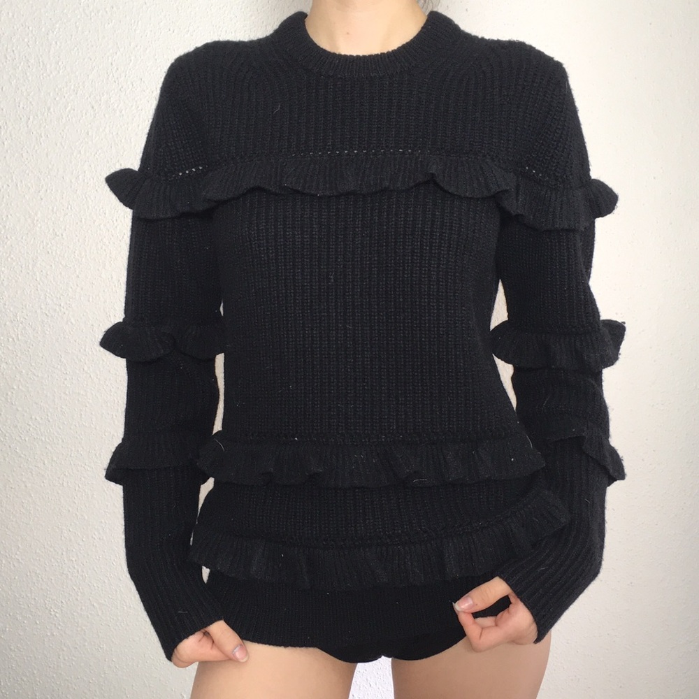 Michael Kors New Black Ruffle Sweater